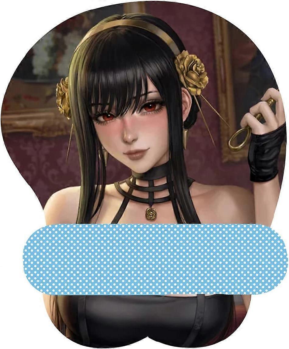 Spy Family Yor Forger Japanese Anime Figure 3D Mouse Pad with Wrist Rest Support Soft Silicone Oppai Computer Mousepads for Office (Version 1)