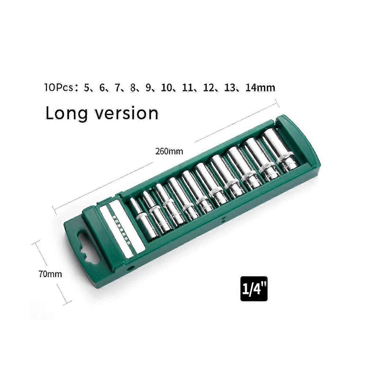 10 Pieces Of 1/4inch External Socket With Long Hexagonal Socket Head And Combined Ratchet Wrench To
