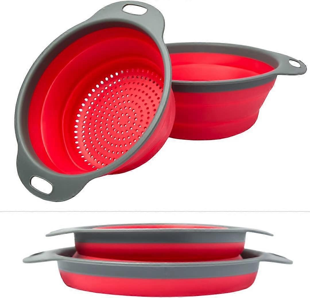 Set - 2 Collapsible Colanders (Strainers) Set  - Includes 2 Folding Strainers Sizes 8" - 2 Quart