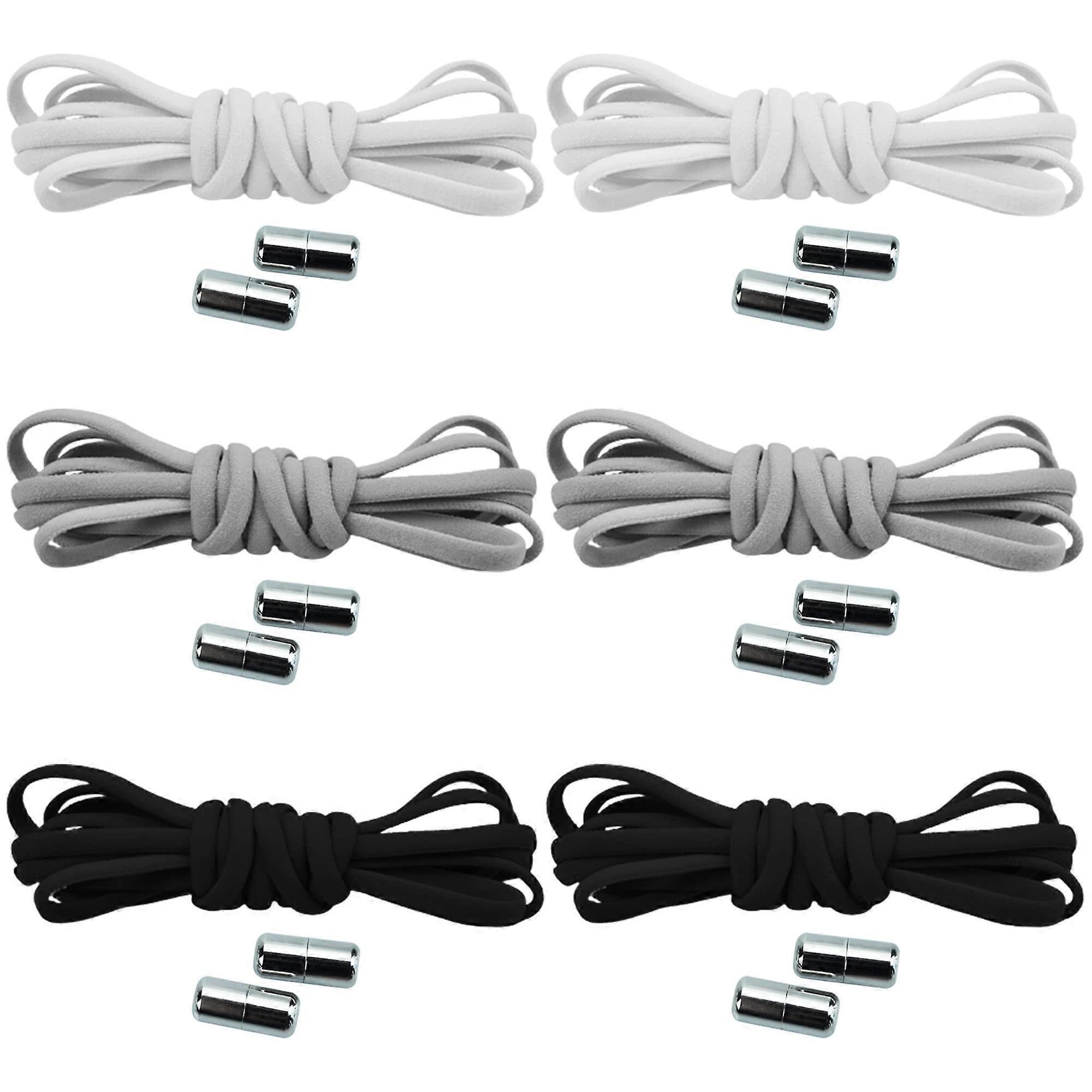 6 Pairs Elastic Shoelaces with Metal Clasp Elastic Shoelaces Without Tie Metal Locking Shoelaces