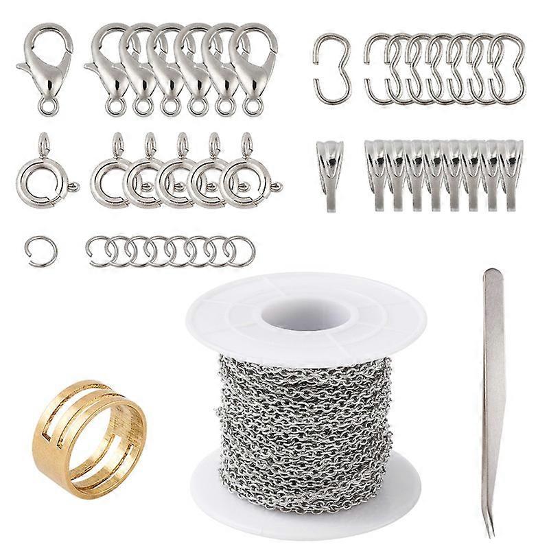 1 Set Lobster Claw Clasps, Brass Spring Ring Clasps Cable Chains and Iron Quick Link Connectors Snap on Bails for Necklace Makin