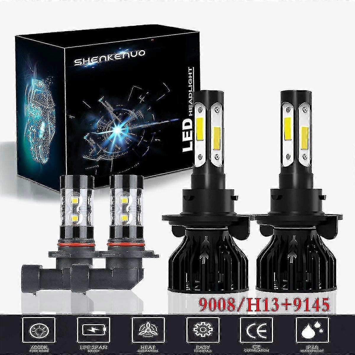 For Hummer H3 2006-2010 Led Headlight Bulbs,9008/h13 High Beam And Low Beam And 9145 Fog Light Bulbs,pack Of 4_p Boris