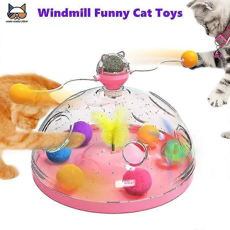 Meows Windmill Funny Cat Toys Interactive Multifunctional Turntable Pet Educational Toys With Catnip&luminous Ball Pinwheel Toys