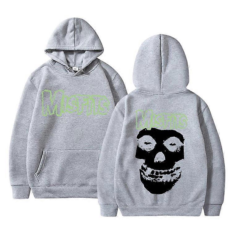 אימה פאנק Misfits גולגולת גרפי הדפס קפוצ'ון גברים גותי וינטאג 'קפוצ'ונים רופפים פליז זכר בגדים כותנה בגדי ריקוד גברים סווטשירט רוק