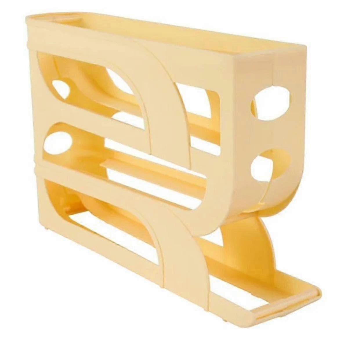 Automatic Scrolling Egg Rack Egg Basket Container Roll Down Refrigerator Egg Dispenser Kitchen Home Yellow