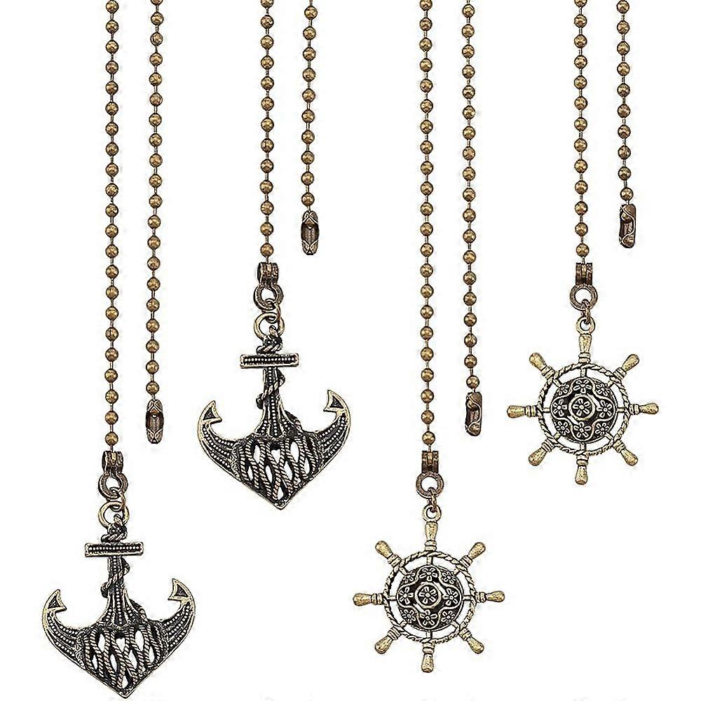 2Pcs Alloy Ceiling Fan Pull Chain 14inch Ocean Theme Fan Pull Extenders with Iron Ball Chain Pull Chain for Ceiling Light Lamp Fan Chain
