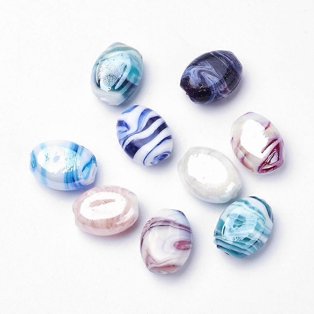 Handmade Lampwork Beads Oval Mixed Color 21x17x12mm Hole: 1~3mm