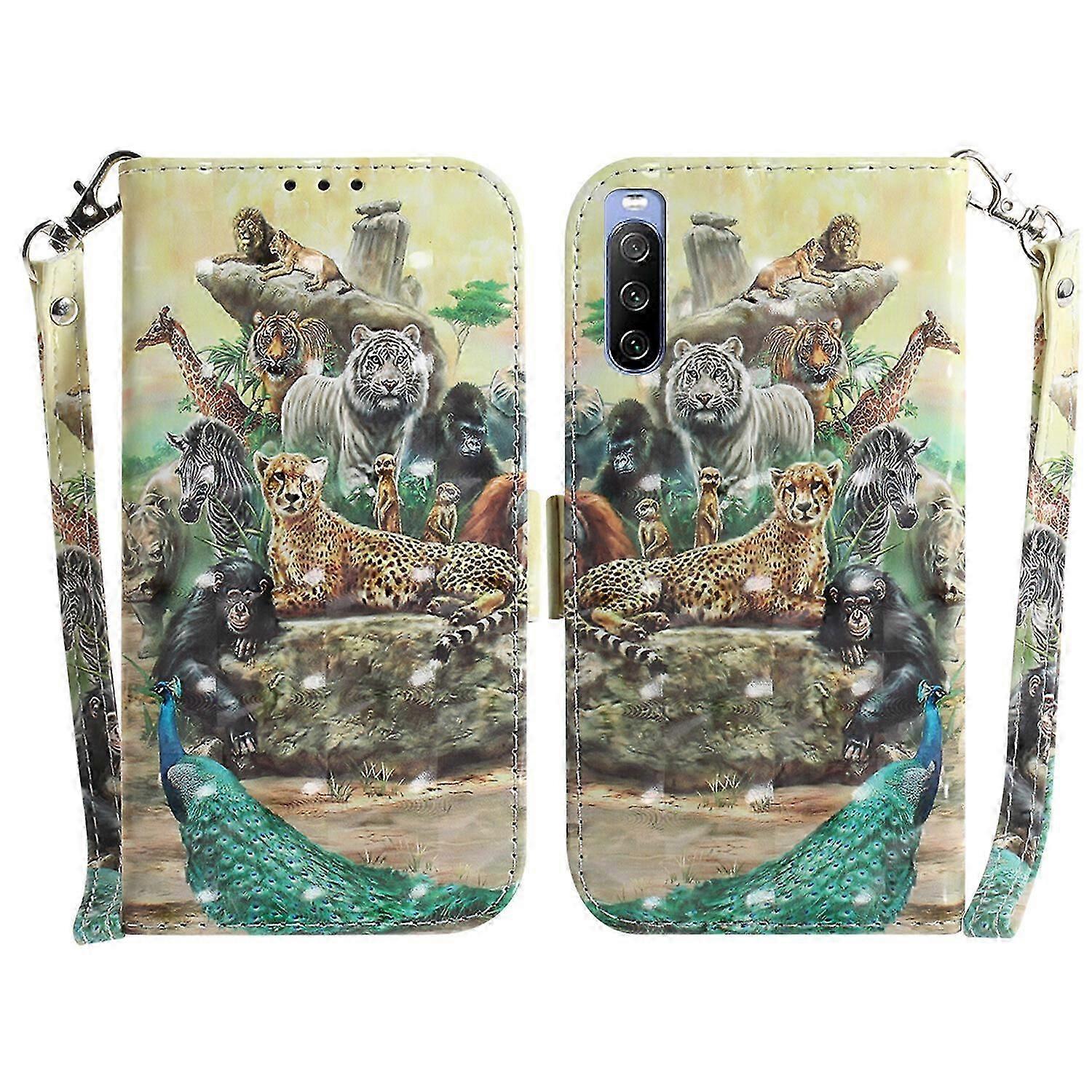 Compatible with Sony Xperia 10 III 3D Print Full Stylish PU Leather Wallet Bookstyle Magnetic Flip Case with Strap