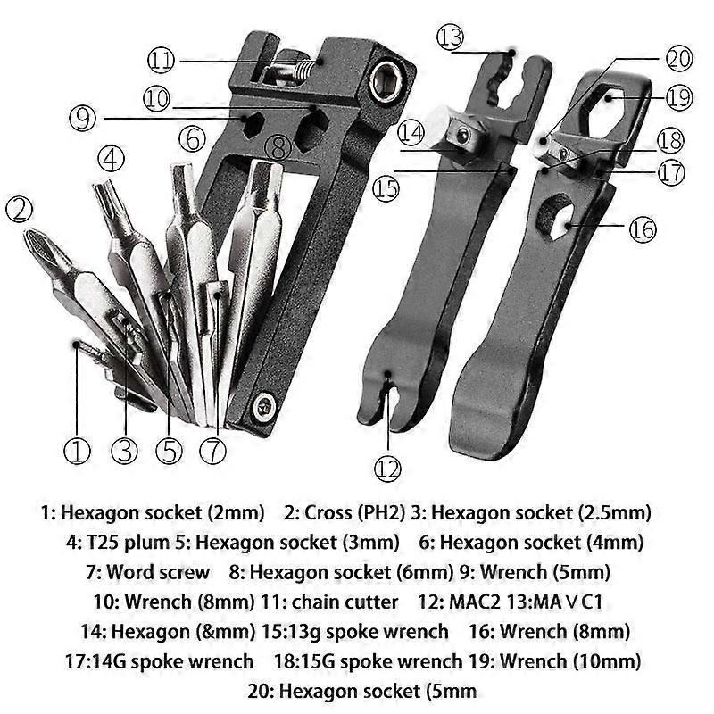 Bike Tool Kits Bicycle Repair Tool Kit Hex Wrench Tool Screwdriver Folding Multifunctional MTB Chain Repair Tool 20 in 1