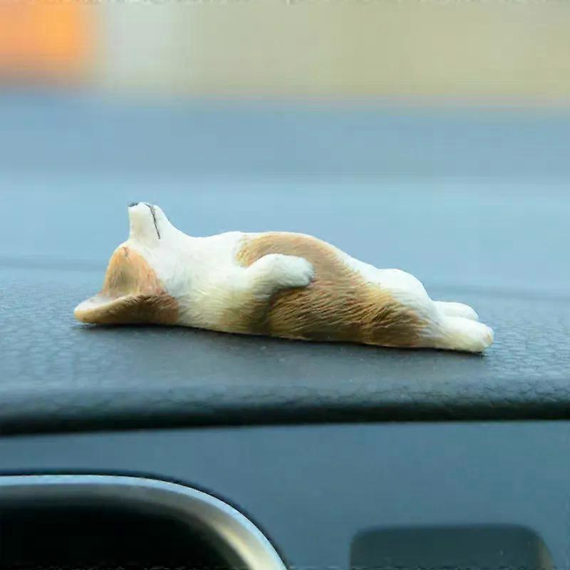 לוח מחוונים לרכב צעצועים לכלב אביזרים לקשט מיני קורגי מעודן שרף בובה קישוט אוטומטי פנים חמוד גור קישוטים מתנה