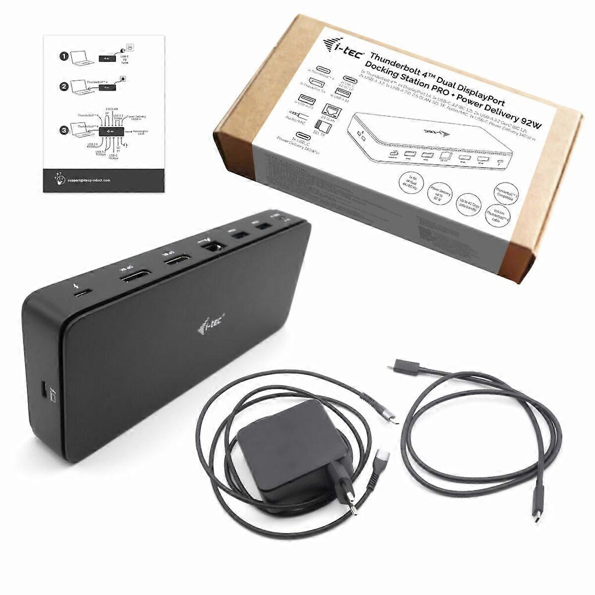 USB-Hub i-Tec TB4DUALDPDOCKPDPRO Schwarz