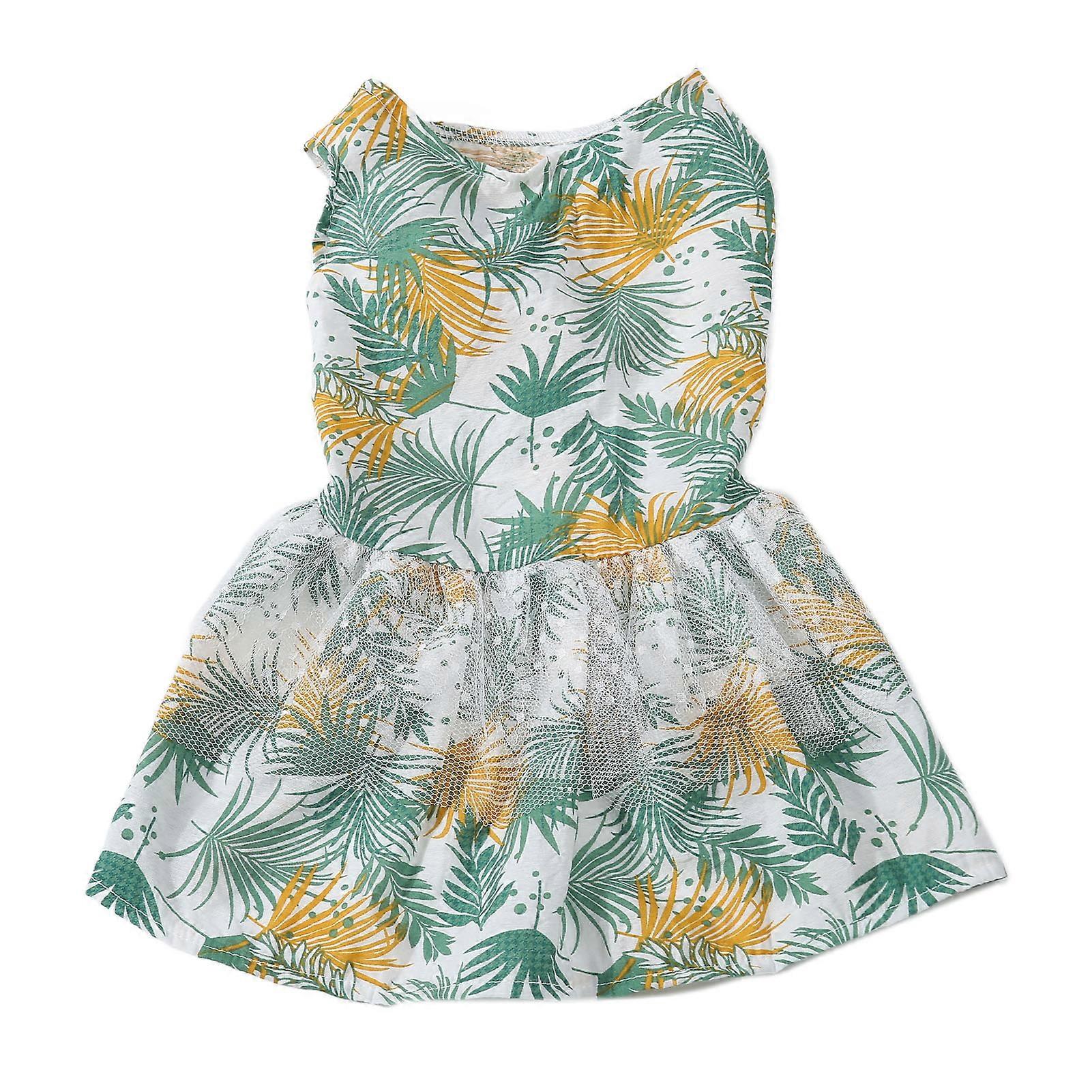 XSサマードッグドレスファッショナブルな絶妙な葉のパターン猫の子犬のためのかわいい犬のドレス