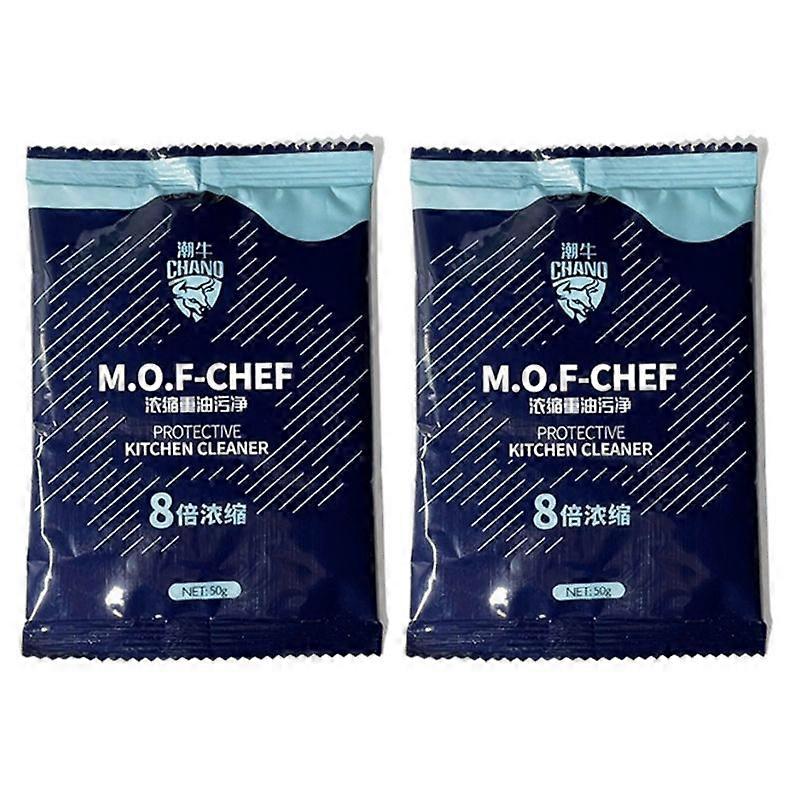 2 قطعة 2023 مسحوق منظف Mof Chef الجديد - 50 جرام منظف مسحوق بقع الزيت الثقيل