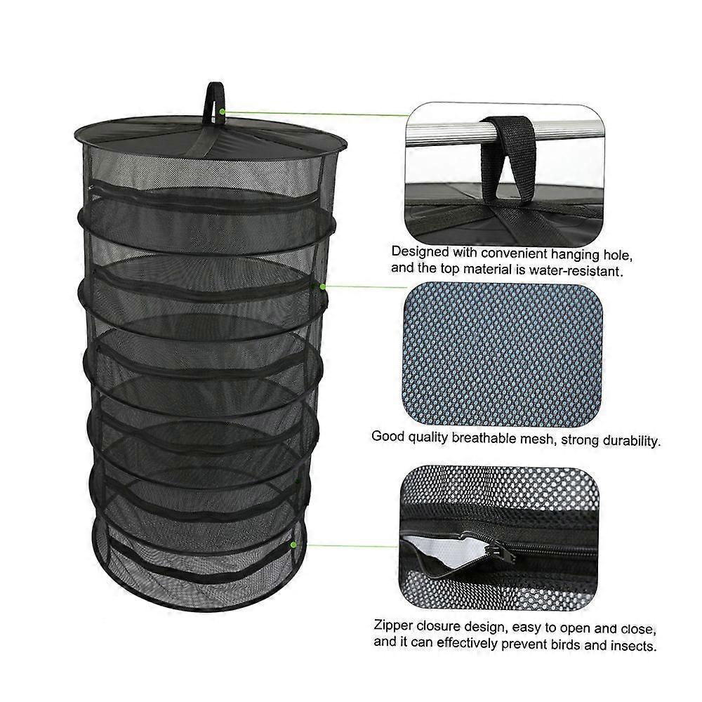 Hanging Basket 6 Layers with Zipper Folding Dry Rack Drying Net Dryer Bag Mesh For Flowers Buds Plants