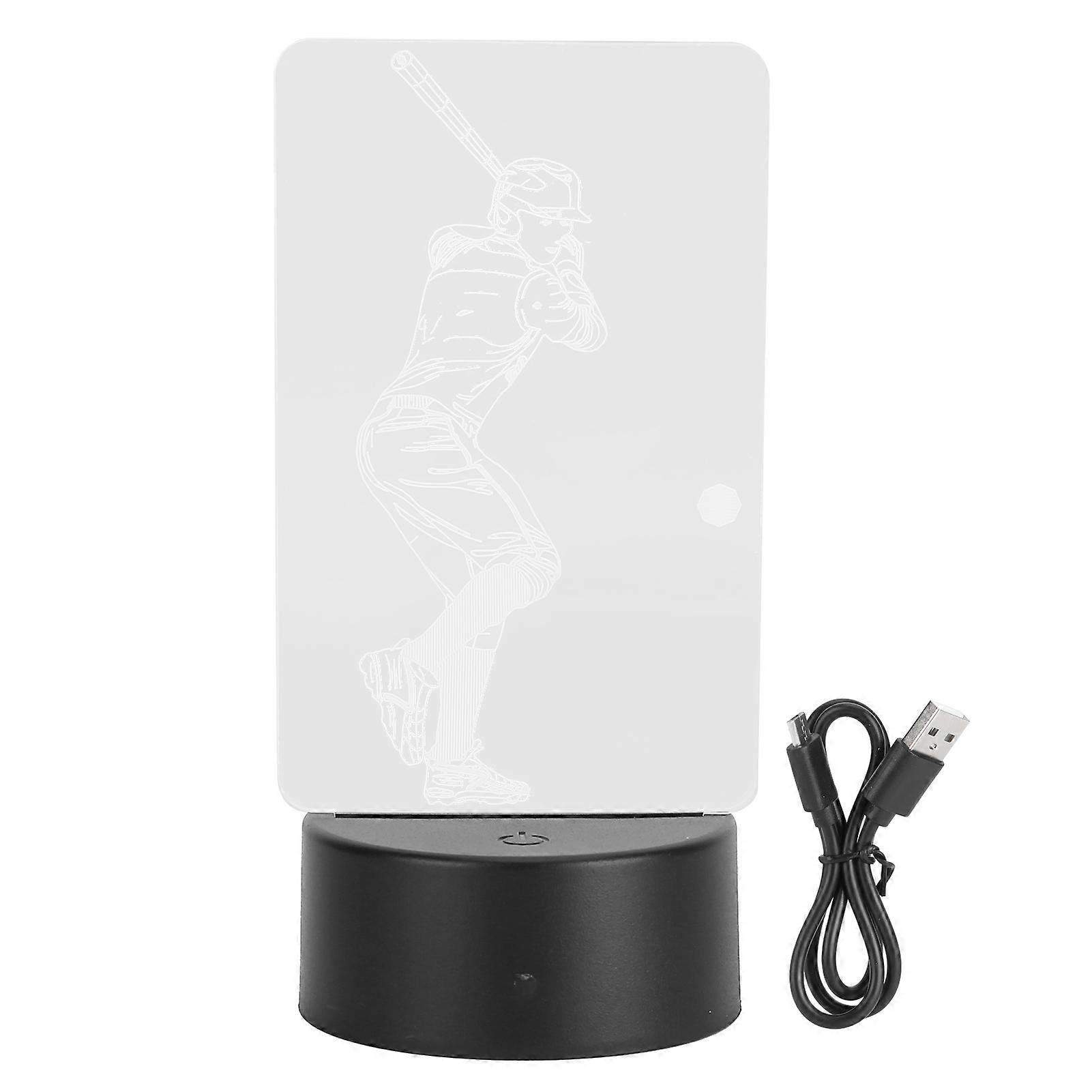 3 Dimensional Baseball Player Pattern Night Light Touch USB Or Battery Powe Lamp for Home