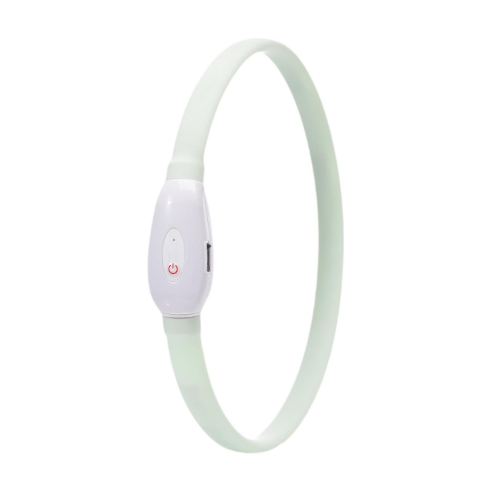 Multicolor Soft USB Rechargeable Basic Dog Collar for Walking Training Night White