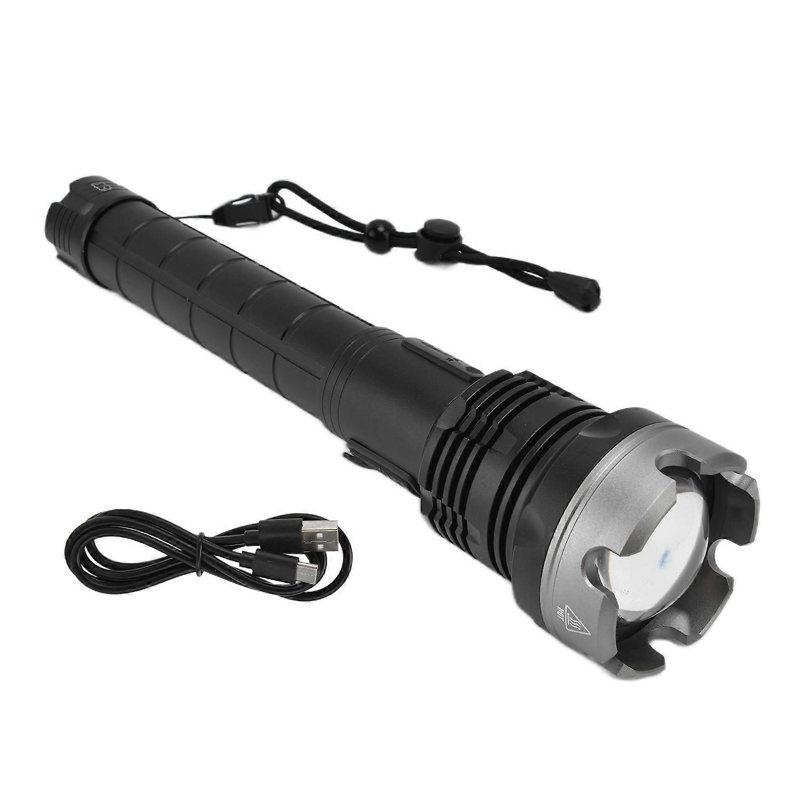 P90 5000LM Telescopic Zoom Flashlight, IP65 Waterproof Electric Torch for Outdoor Emergencies, Durable and Portable