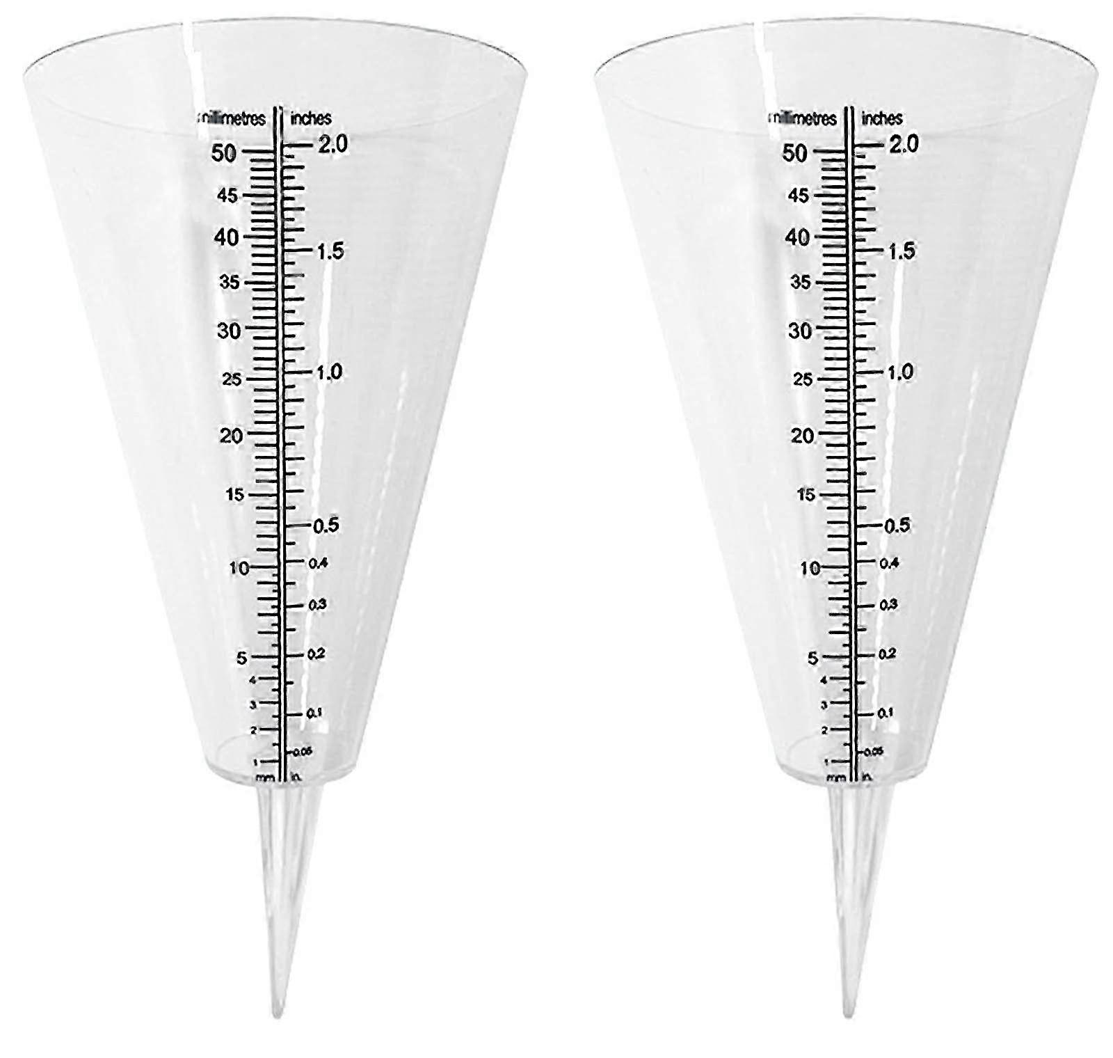 Rain Gauge, 2 - Pack, Clear Plastic with Dual - Scale Measurements in Millimeters and Inches for Accurate Rainfall Monitoring