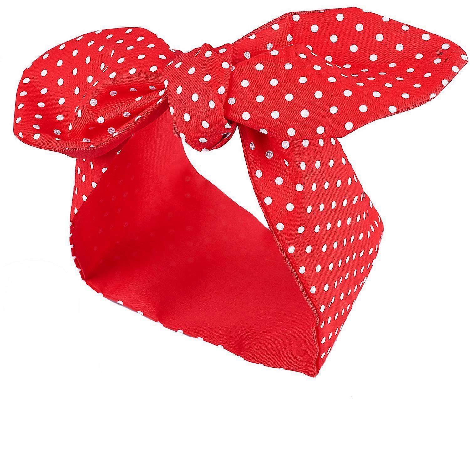 Bandeau - 1 bandeau à pois en coton avec nœud rouge pour femmes et filles
