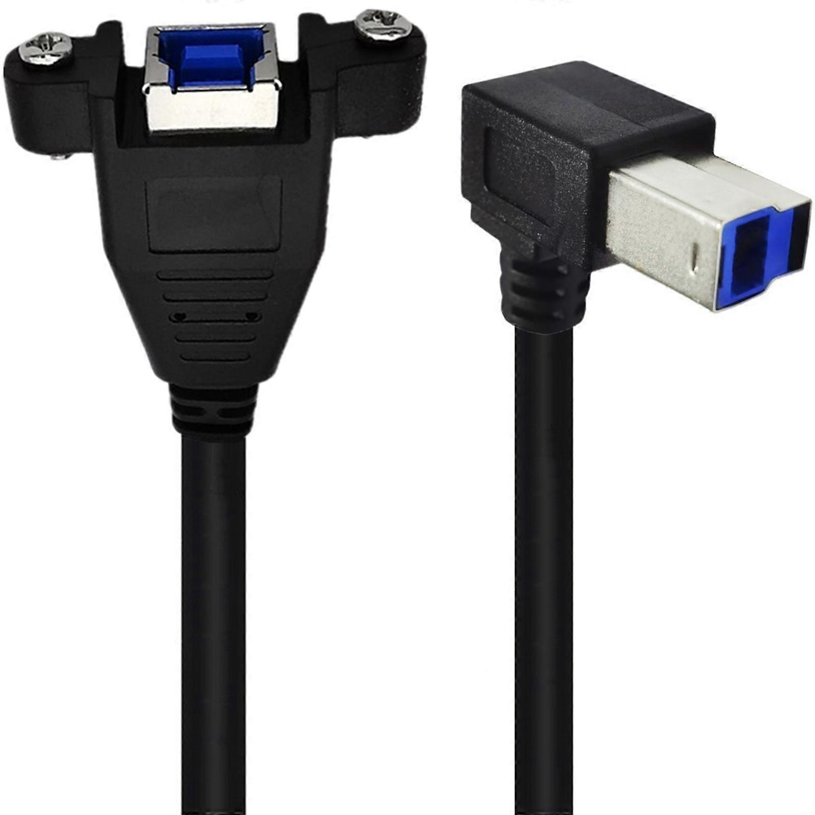 USB 3.0 Printers Extension Cable 90 Degree Angled Printers Cable USB 3.0 Cable with Panel Mount Screw Holes for Hard Drive