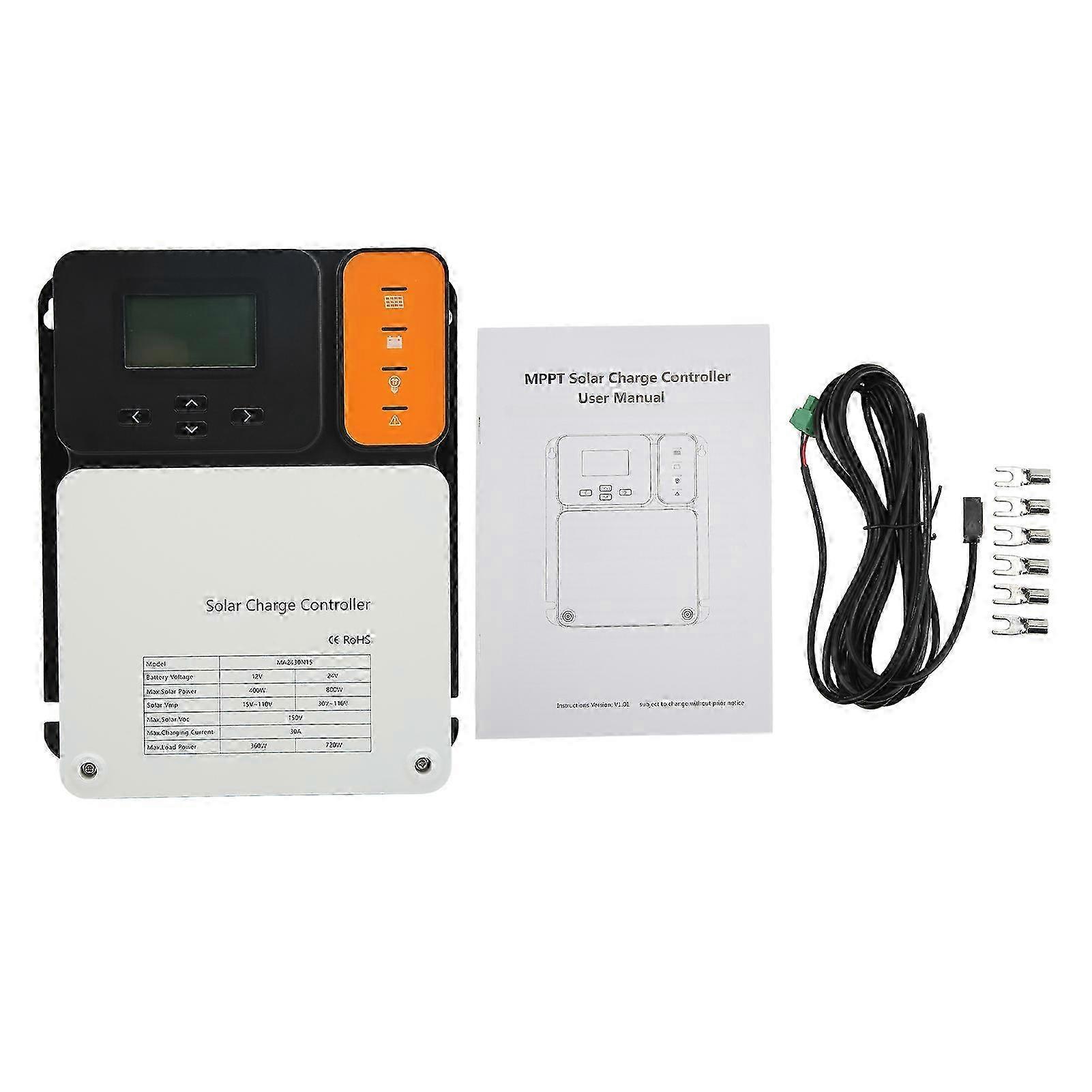 Solar Charge Controller MPPT 12V 24V 30A Battery Discharge Regulator Charging Protection