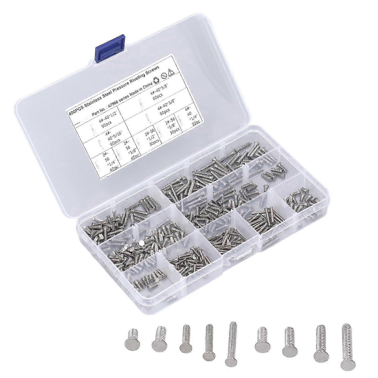 400Pcs Riveting Screw Kit Pull Electric Welding Stainless Steel Fastener 9 Specifications