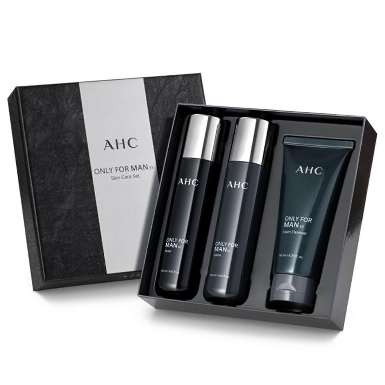 AHC Skincare Set for Men Anti-Aging Hydration Toner Lotion Foam Cleanser Travel Size Kit for Skin Care