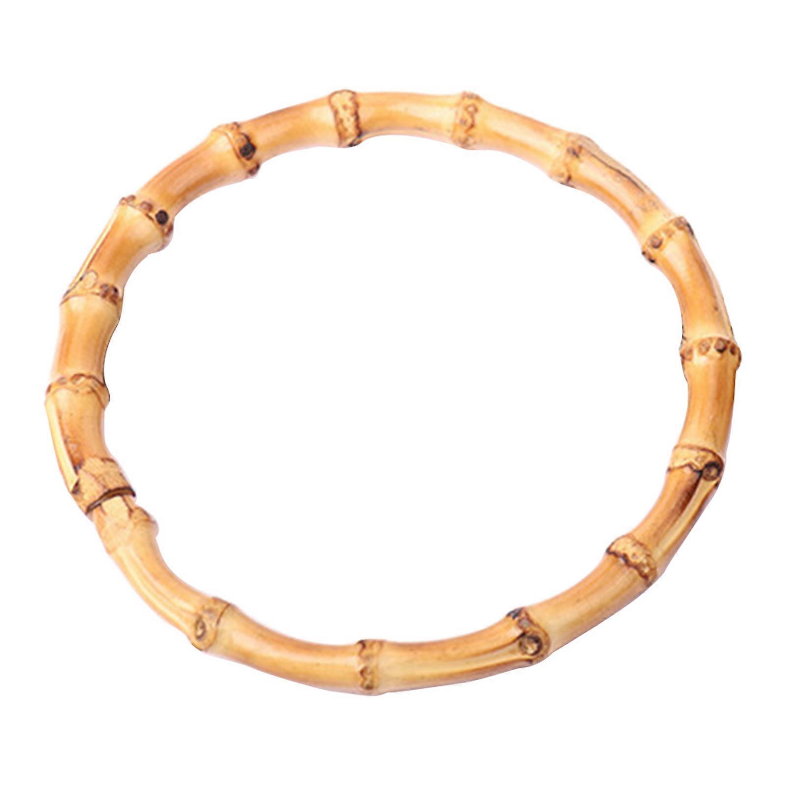 Flat Round Shape Bag Purse Handle Practical Bamboo Bag Handle DIY Handle Replacements for Handmade Beach-Bag Purse Bag Outer diameter 14cm