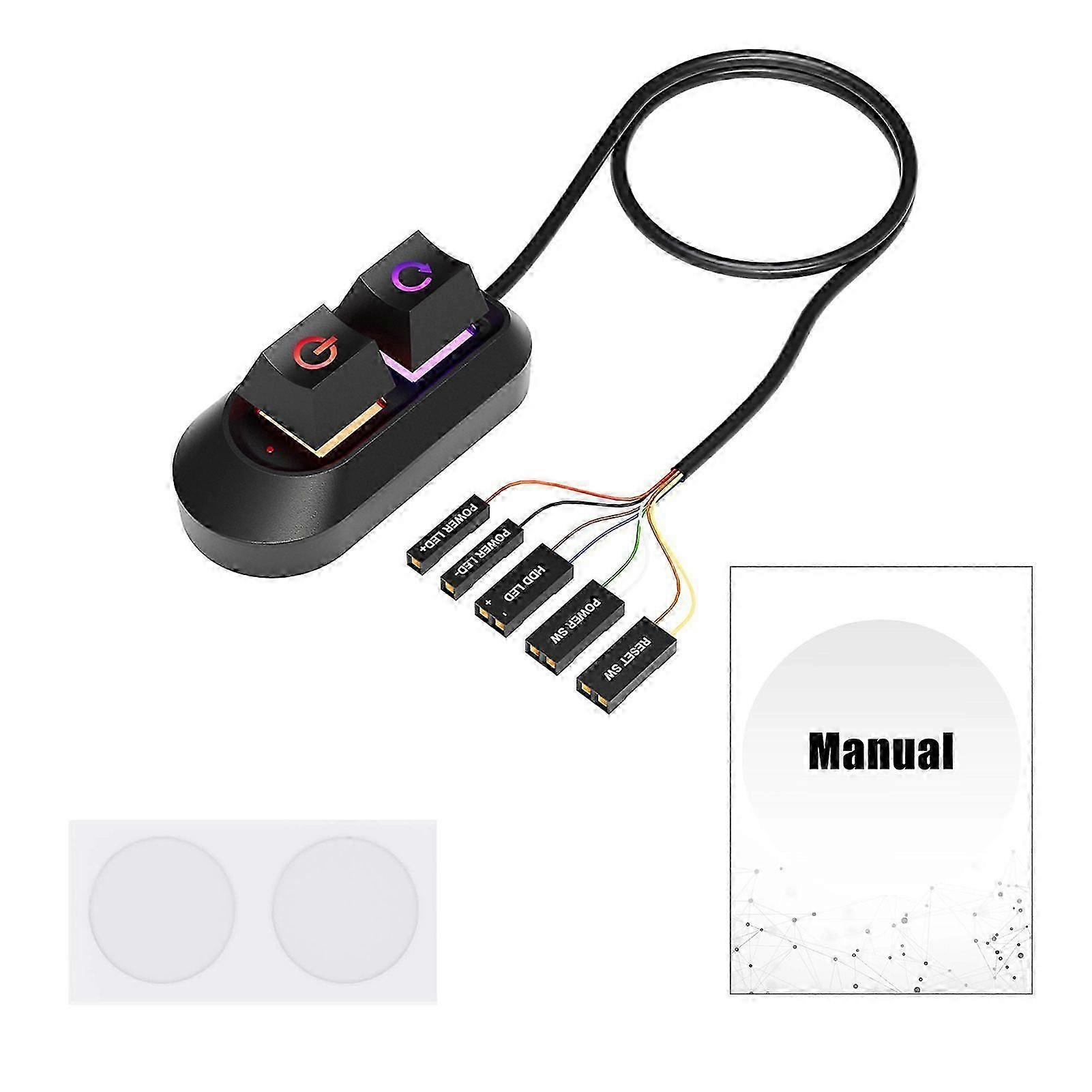 Desktop Computer Power Button with RGB Light Universal Easy to Install Mechanical Key External Power On/Off Button Restart Switch