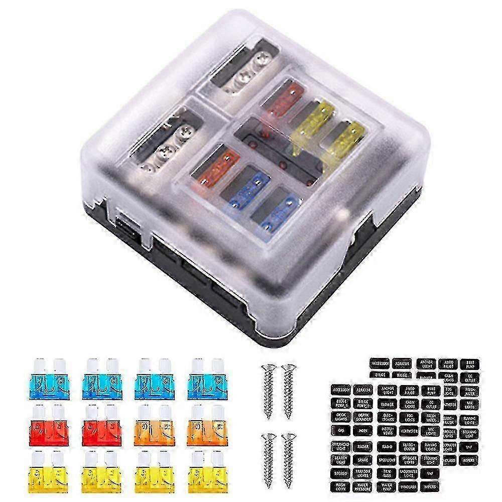 Blade Fuse Block W/negative Bus Fuse Box Holder Assorted Fuses