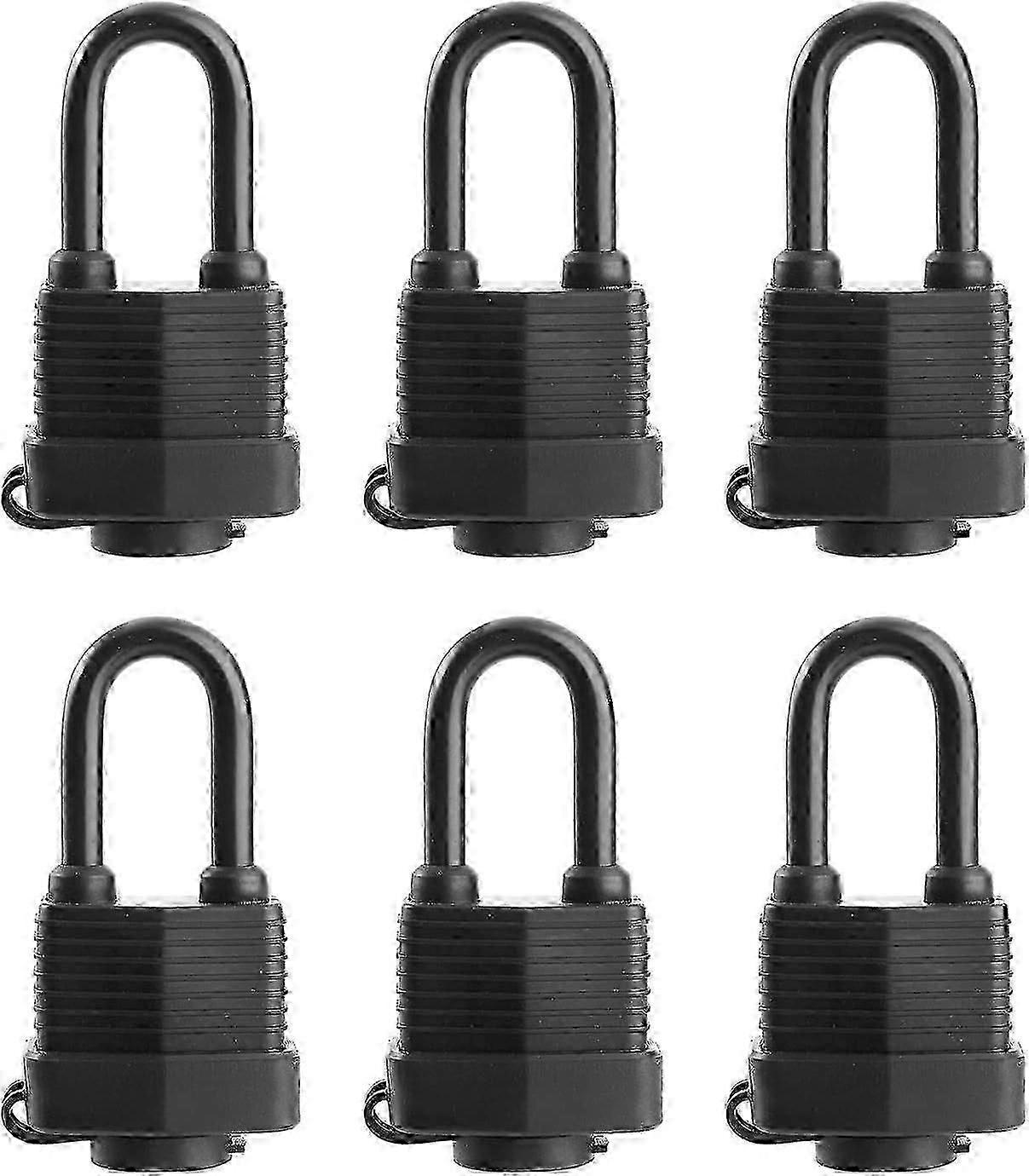 6 Pack Waterproof Padlocks Keyed Alike - Heavy Duty Laminated Steel Lock for