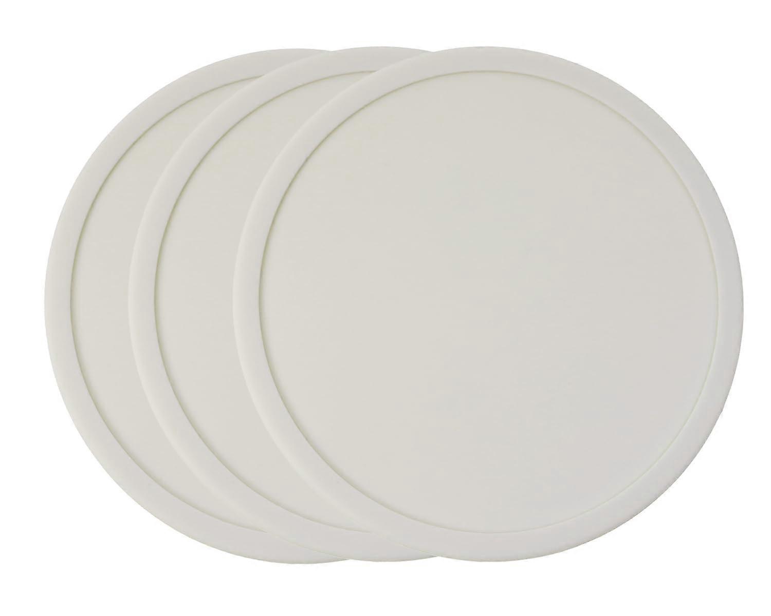 3.93 Inch Silicone Cups Set of 3, Round Beverage Coasters for Coffee and Tea, Light White Color