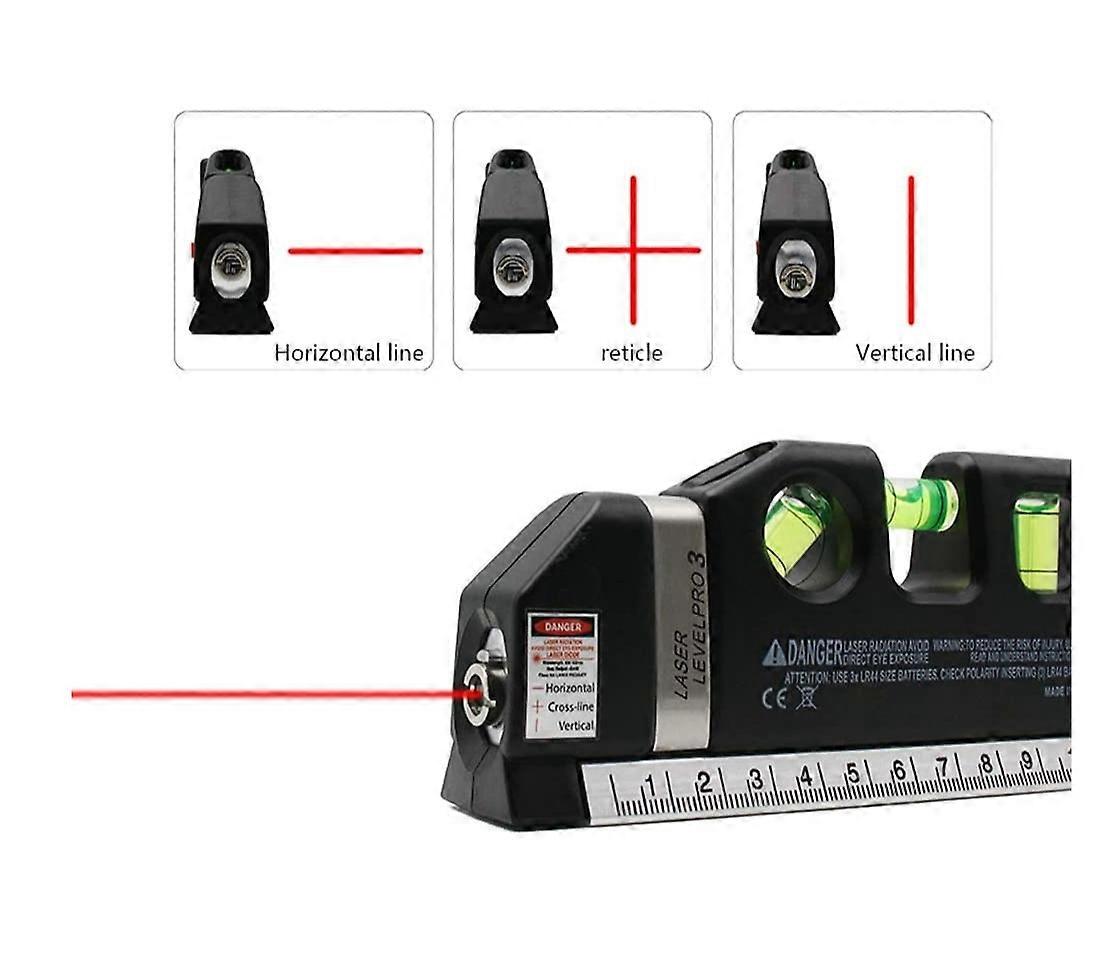 Digital Distance Laser Level Spirit Level Meter Pro 3 Leveller Black 2 Line Measuring Tape Measurement Tool Device Instrument Professional Horizontal