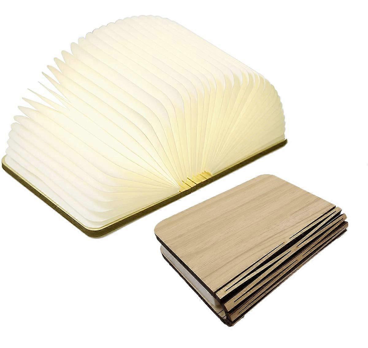 Folding Book Lamp Wooden USB Rechargeable Book-Shaped LED Light 3-Color Magnetic Design Eco-Friendly Decor Lamp