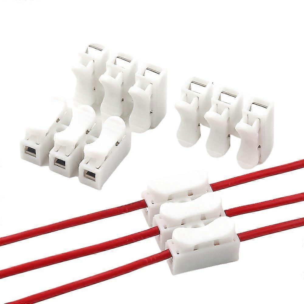 White 10pcs No Soldering Welding Quick 3P Cable Wire Connector Spring Clamp Terminal Block for Electrical Projects