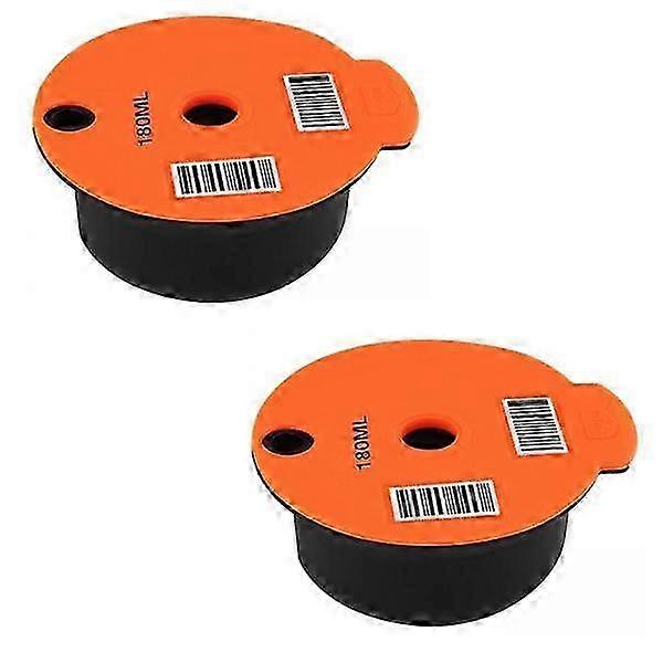 Reusable Coffee Capsule Filters 2 Pack with Silicone Lid, 180ml/6oz Refillable Pods for Nespresso Compatible Machines