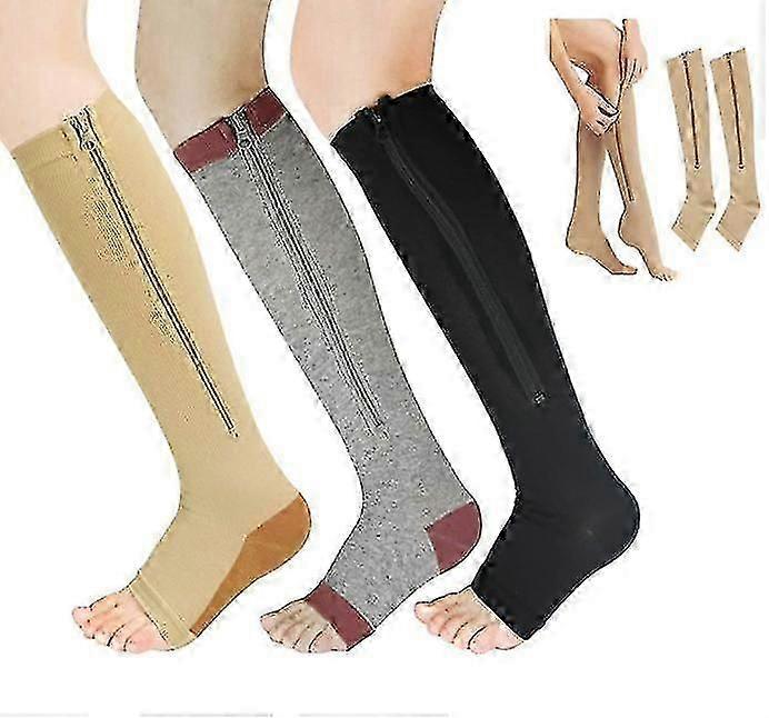 גרבי דחיסה רפואיות עם רוכסן, תמיכה מקצועית לרגליים, גרביים מעובה לנשים