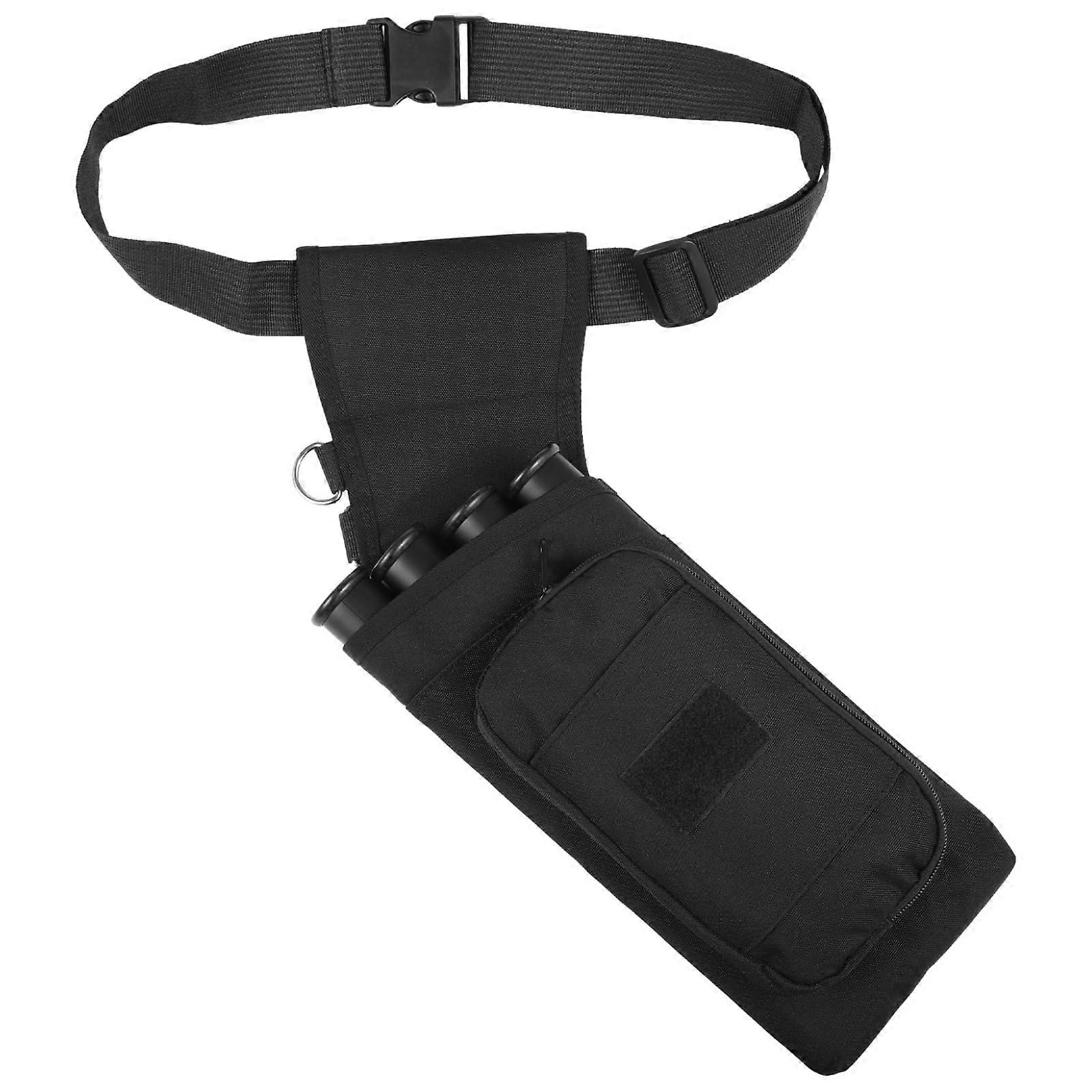 4 Tubes Hip Quiver, Nylon Fabric Waist Arrow Quiver with Pockets and Adjustable Strap for Archery Shooter, Outdoor Arrow Storage
