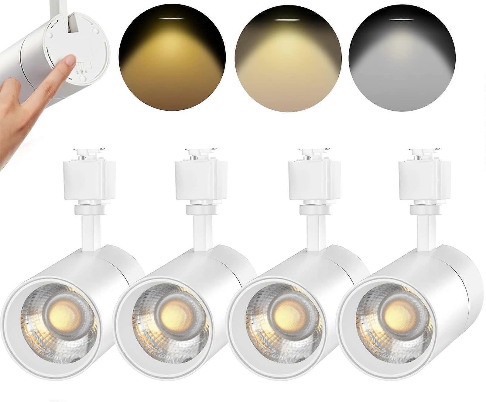 4 Pack 3-Color J Type Track Lighting Heads 20W for Juno Rail - Dimmable Bright LED Track Lights