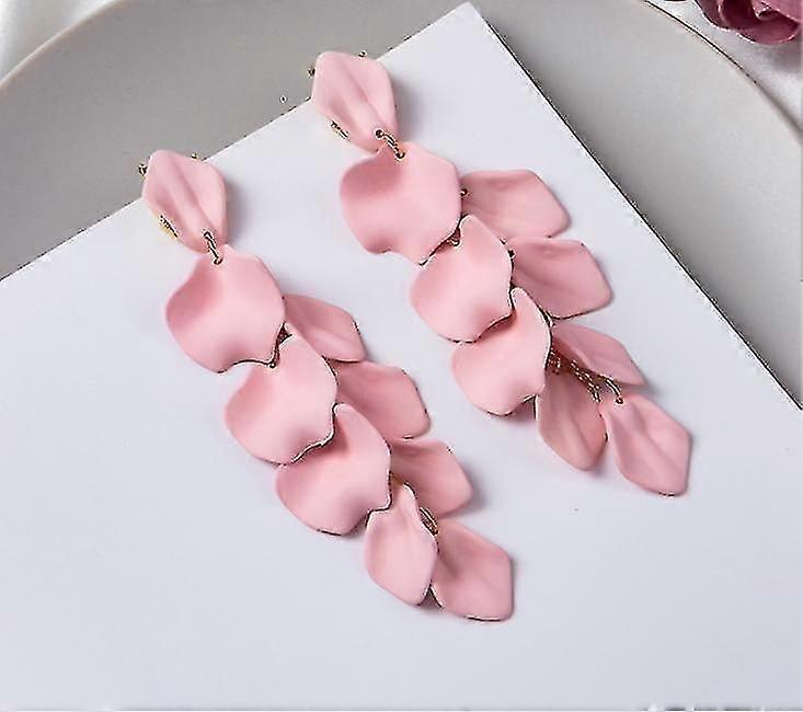 (rosa) Blütenblatt Lange Ohrringe