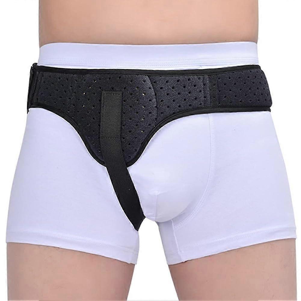 Post Surgical Abdominal Binder for Hernia Support, Adjustable Left or Right Wear, Black, Small Size for Men and Women