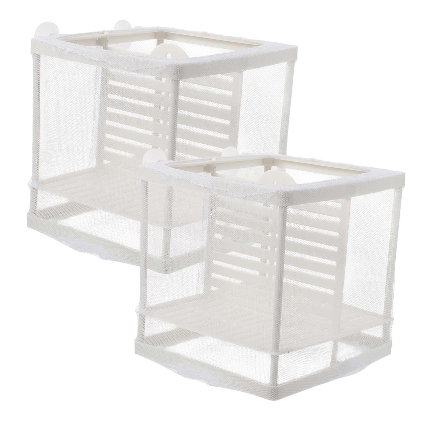 2pcs Box Fish Tank Isolation Net Fish Tank Separator Aquarium Incubator Aquarium Separator Turtle Habitat Polyester Mesh White
