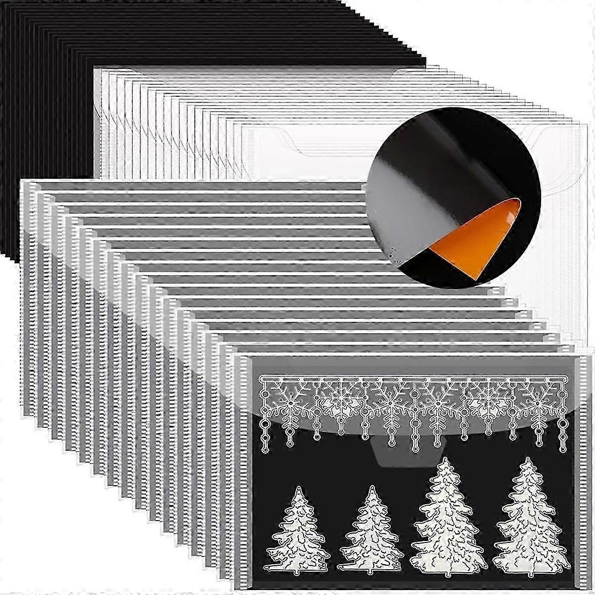 10pcs 0.6mm Strong Rubber Magnetic Sheets and 10pcs Stamp Die Storage Bags, Die Storage Set for Sto