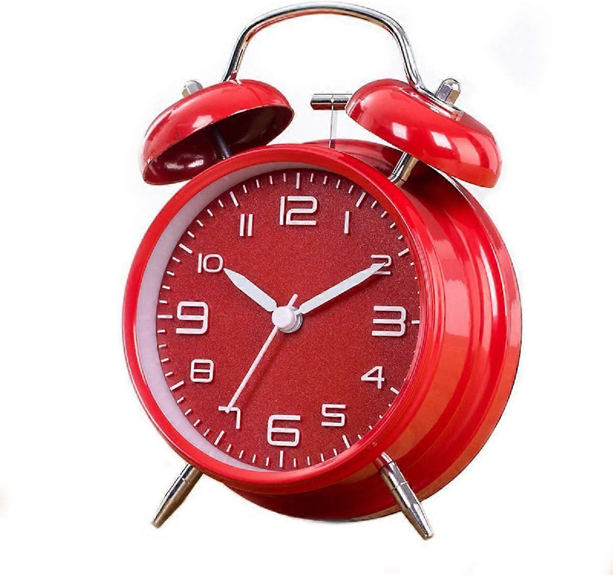 Classical Twin Bell Alarm Clock for Bedroom with Stereoscopic Dial, Frosted Shell, Backlight, Extra Loud Machinical Ringtone