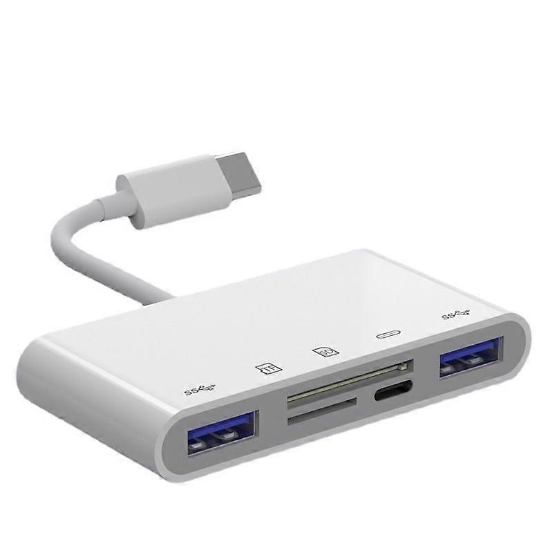 New 5-in-1 TYPE-C card reader multi-function OTG adapter multi-in-one dual USB charging tf camera sd card