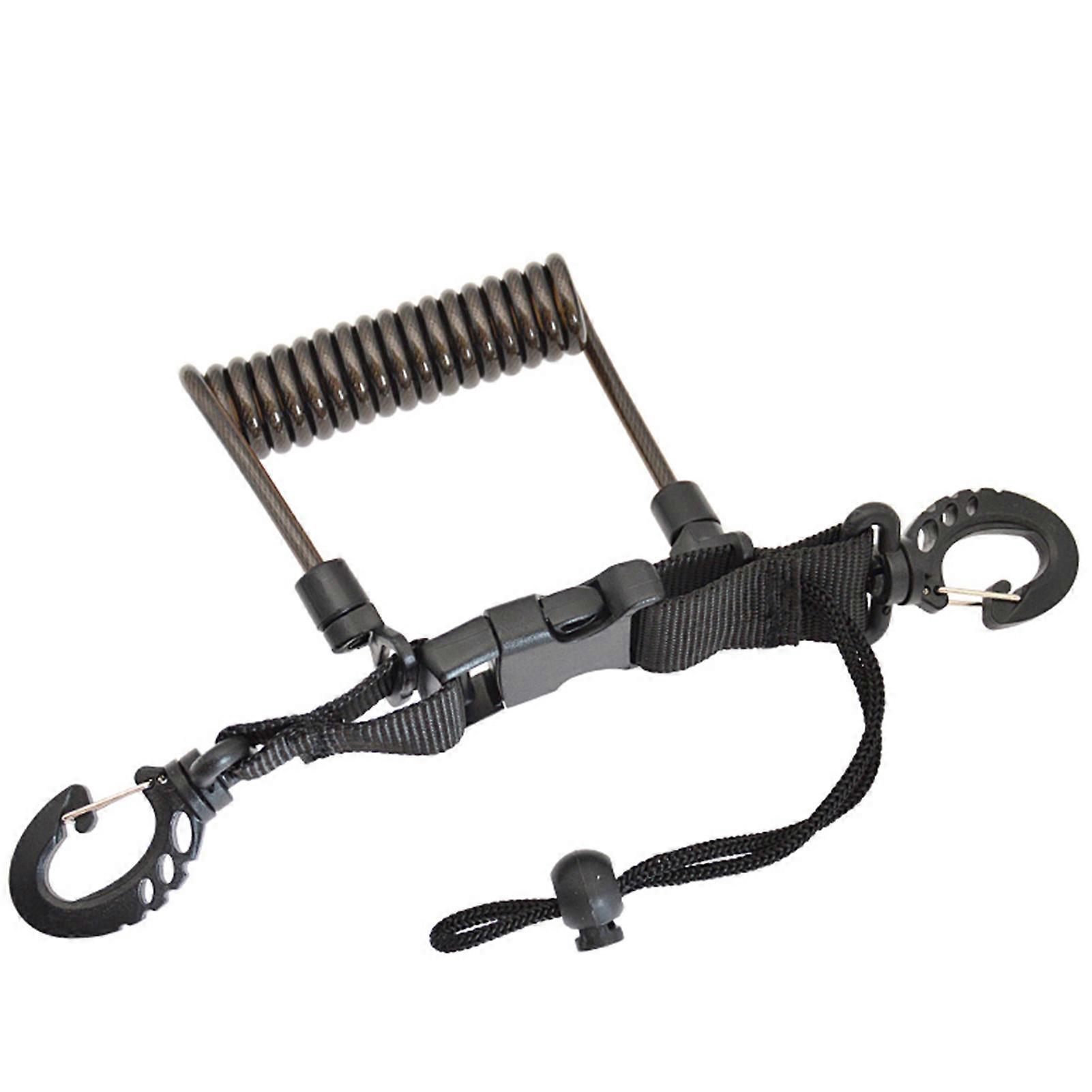 Spiral Coil Cable Safety Leash for Camera Flashlight 1.1m Black