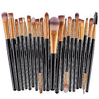 UBIUO Pack of 20pcs Cosmetic Eye Shadow Sponge Eyeliner Eyebrow Lip Nose Foundation Powder Makeup Brushes Sets (Gold&Black)