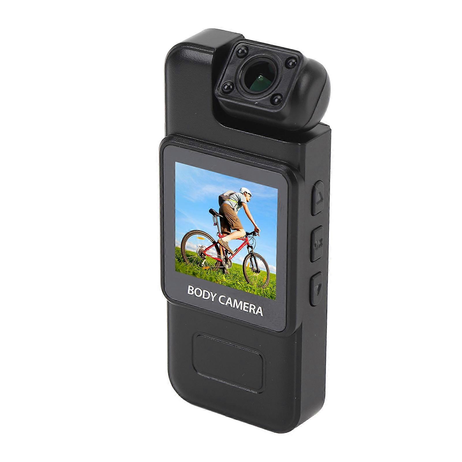 Body Worn Camera 4K HD 180 Degree Rotating Lens Motion Detection Loop Recording Pocket Video Recorder with Back Clip and 1.3 Inch Display 