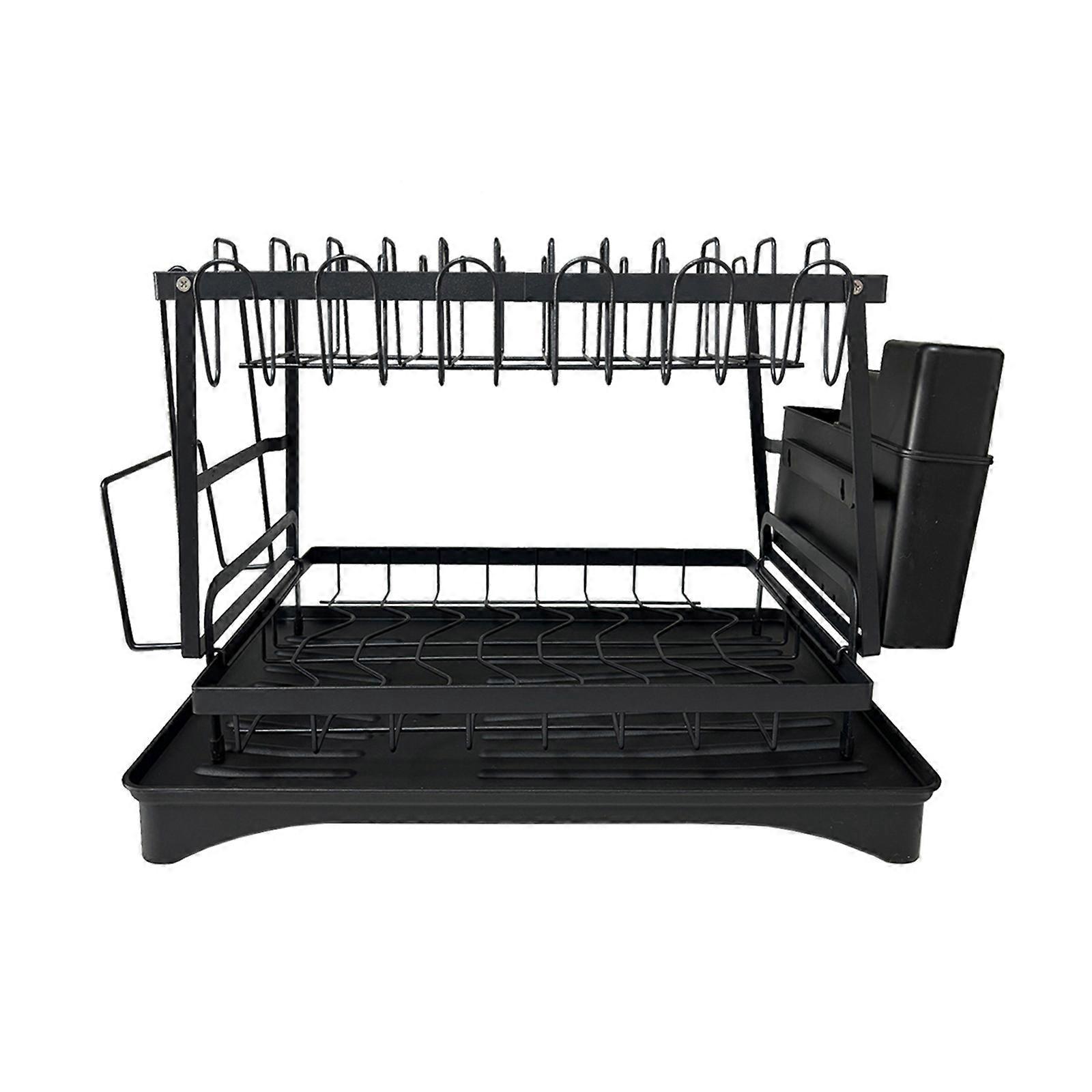 Modular Kitchen Drainboard Rustproof Dish Rack 2 Tiers Structure Easy Assembly for Efficient Drying Home Accessory