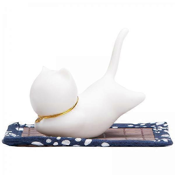 2X Incense Stick Holder Censer with Bamboo Table Mat Cat Shape for Tea Ceremony